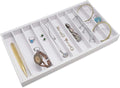The Display Guys - Stackable Jewelry Tray and Organizer - for Drawers, Dressers, Store Display (10 Compartments, White Burlap)