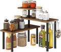 GHWIE Corner Shelf Organizer, 3 Tier Bamboo Kitchen Countertop Rack for Living Room, Office, Bookshelf Display Shelves, Space Saving Storage Shelves,Rustic Brown
