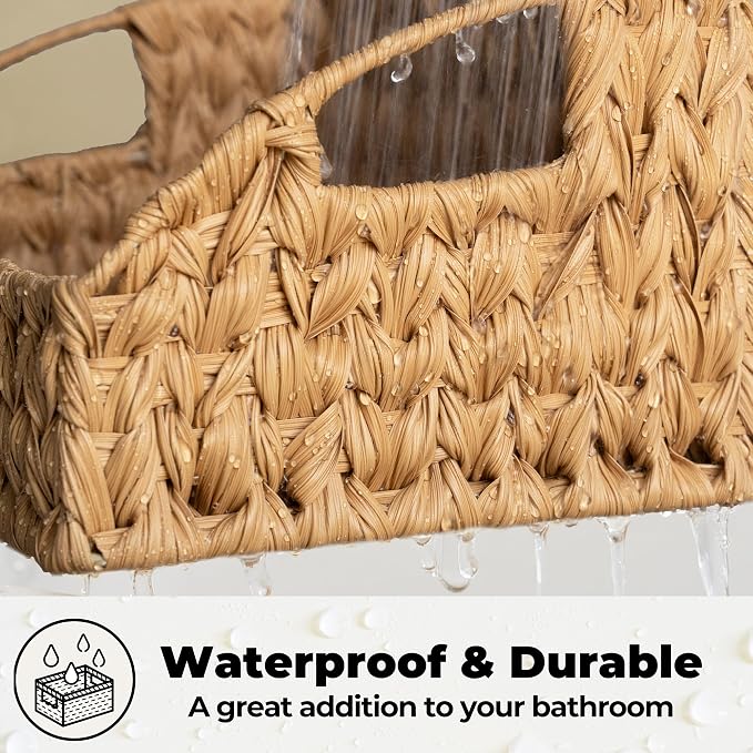 GRANNY SAYS Wicker Storage Basket for Shelves, Wicker Basket with Handles, Trapezoid Woven Baskets for Storage, Decorative Baskets for Home Decor, Natural, 3 Pack