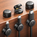 Lamicall Cable Clips, Spring Cord Organizer Holder - 6Pack Compact Desk Cable Management Clips, Nightstand Phone Charging Cord Holder, 8mm Slot Adhesive Wire Organizer, Desk Office Accessory