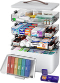 CTIME 4-Tier Extra-Large Medicine Organizer with Portable Pill Case Empty | Double Capacity for Family Needs; BPA-Free Safety; Clear Visible Lids; Neatly Categorized; Home & Travel Essentials; Gift