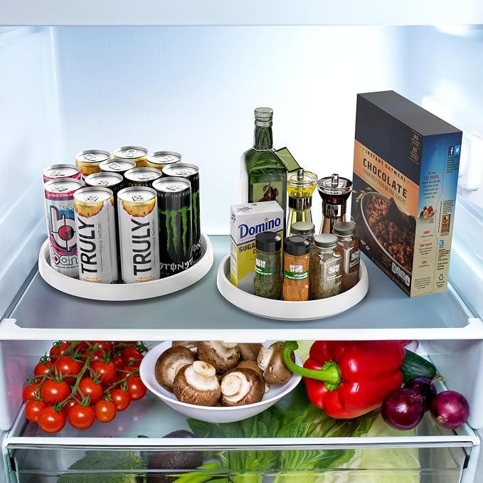 Simple Houseware Lazy Susan Spice Organizer Rotating Tray, 4-Pack (2 Medium 10'', 2 Large 12'')