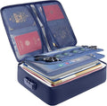 BALEINE Fireproof Document Box with Lock, Portable Fireproof Document Bag Waterproof Fire Proof File Boxes for Documents, File Organizer Box for Important Paperwork (Blue, 15''x11''x4'')