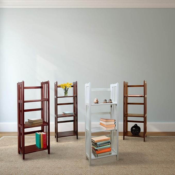 Casual Home Narrow 3-Shelf Folding Bookcase, 14" Wide, Walnut