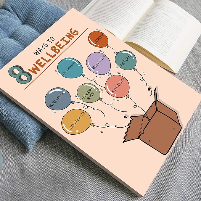 LOLUIS Mental Health Poster, Boho Therapy Tools Educational Supplies Art Print Classroom School Office Decor (8 Ways to Wellbeing, Custom Frame Type)