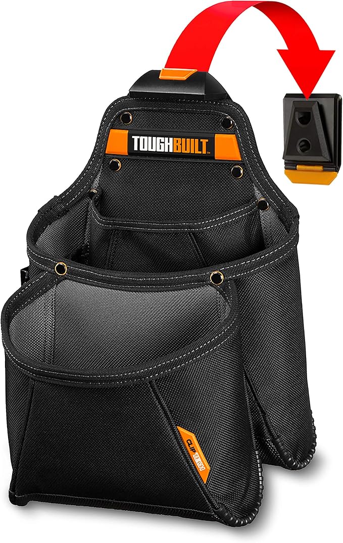 ToughBuilt ClipTech Series - Utility Pouch, Heavy-Duty Tool Pouch with Multiple Pockets, Secure Attachment & Storage for Jobsite Use