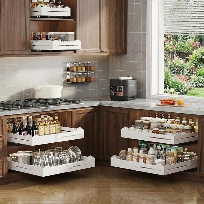 Pull Out Cabinet Organizer, Expandable Width (12"-18") and Depth (13.7"-23.6"),Pull Out Drawers for Cabinets, Slide Out Drawers for Kitchen Cabinets with Sturdy Metal Pull Out Shelves