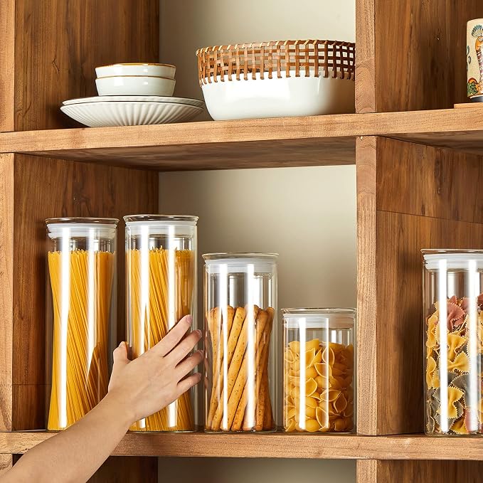 ZENS Glass Canisters Jar with Lid, Airtight Sealed 15 Fluid Ounce Spice Jars Sets of 2, Clear Small Kitchen Storage Containers for Herbs,Tea 4.76 x 3.15 IN