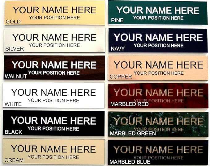 Lasercrafting Office Desk Name Plate or Door Sign 2x8 - Laser Engraved Signage from UV rated material. Color and font options to suit your style.