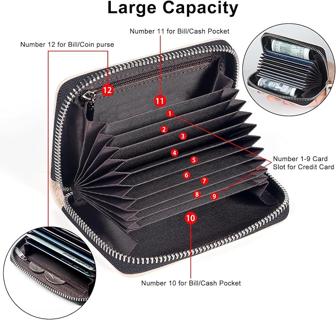 Credit Card Wallet, RFID Card Case Wallet, Zipper Card Cases Holder for Men Women, RFID Blocking, KeyChain Wallet, Compact Size Card Organizer Case for Women