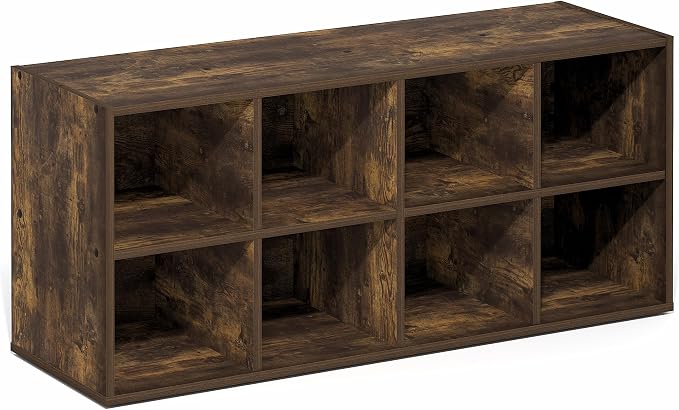Furinno FANO 8-Cube Shoe Rack, Stackable Shoe Organizer, Amber Pine | 11.7 x 35.9 x 15.6, Shoes Storage, for Closet Entryway, Office, Garage