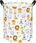 KUNRO Round Tiger Animals Laundry Gift Basket Storage Hamper, Clothes Storage Organizer Bins, Shelf Basket with Handles for Room Decor