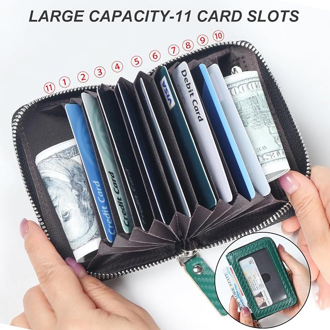 Credit Card Wallet, RFID Card Case Wallet, Zipper Card Cases Holder for Men Women, RFID Blocking, KeyChain Wallet, Compact Size Card Organizer Case for Women