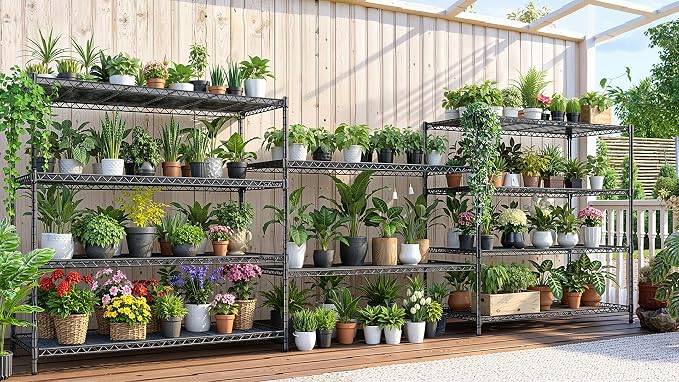 AIRAJ 55”W Storage Shelves Heavy Duty | Rolling Wire Rack with Wheels | 5 Tier Wire Shelving | 3250 LBS Metal Shelving | Garage Shelving Units and Storage | Adjustable Layer Height | 55”W×18”D×73”H