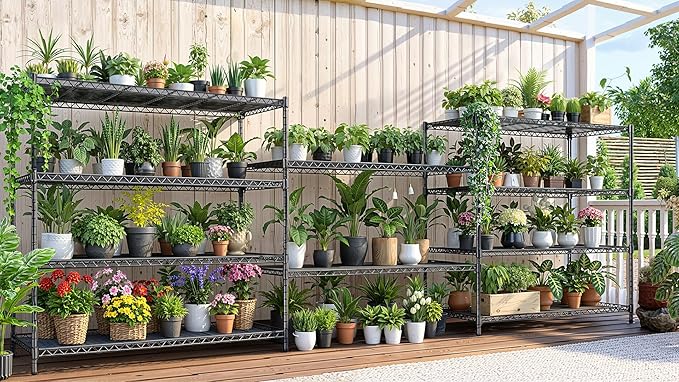 AIRAJ 5 Tier Wire Shelving | 46” W Rolling Wire Rack with Wheels | 3000 LBS Metal Shelving | Storage Shelves Heavy Duty | Garage Shelving Units and Storage | Adjustable Layer Height | 46”W×16”D×72”H