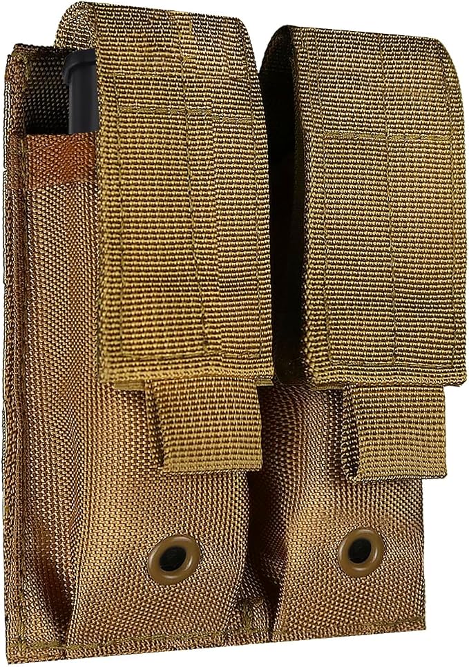 ELVO Pistol Magazine Holster, Double 9mm Mag Pouch | Open-Top Dual Magazine Holder, Tactical Belt, Molle Compatible
