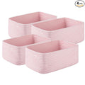 OIASKET 4 Pack Small Storage Shelf Baskets for Organizing, Mini Woven Rope Storage Bins for Towels, Cute Decorative Closet Organizer，Baby Nursery, Gift Empty Baskets -11.81''Lx7.87''Wx4.72''H-Pink