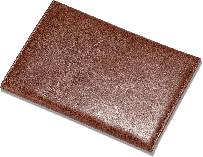 HISCOW Envelope Business Card Case with Magnet Closure - Italian Calfskin (Coffee Vegetable-Tanned Leather)