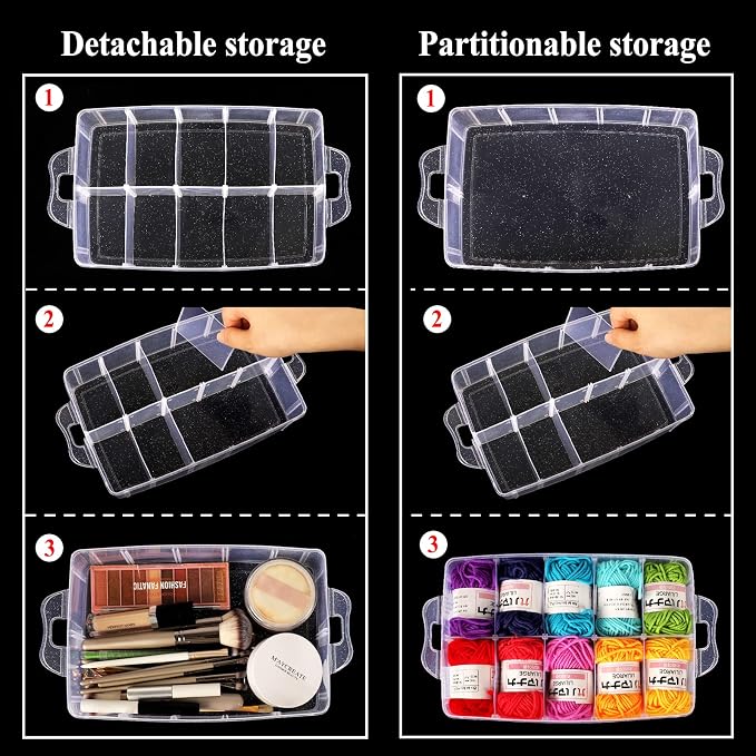 Bead Organizer 3 Tier 30 grid Stackable Craft Tackle Storage Container