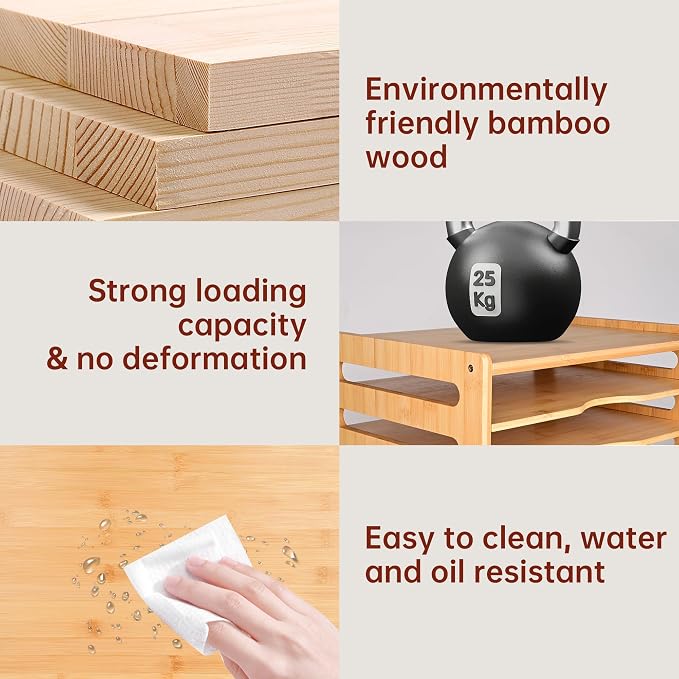 Cookie Sheet Organizer for Cabinet, 6 Tier Sheet Pan Organizer, Baking Sheet Organizers Inside Cabinet, Bamboo Kitchen Organizer for Bakeware and Cutting Board