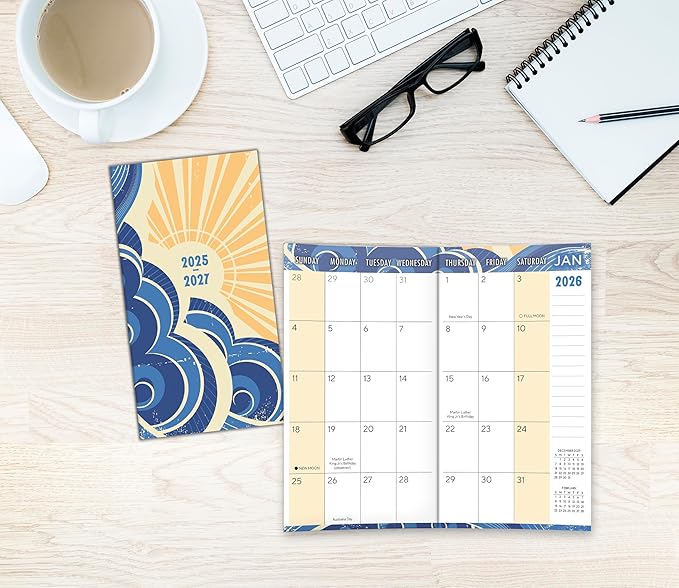 2026 Pocket Planner, 2-Year Monthly Calendar Planner (24-Month): January 2026 – December 2027, Purse Size 6.5" x 3.5", Sun and Sea