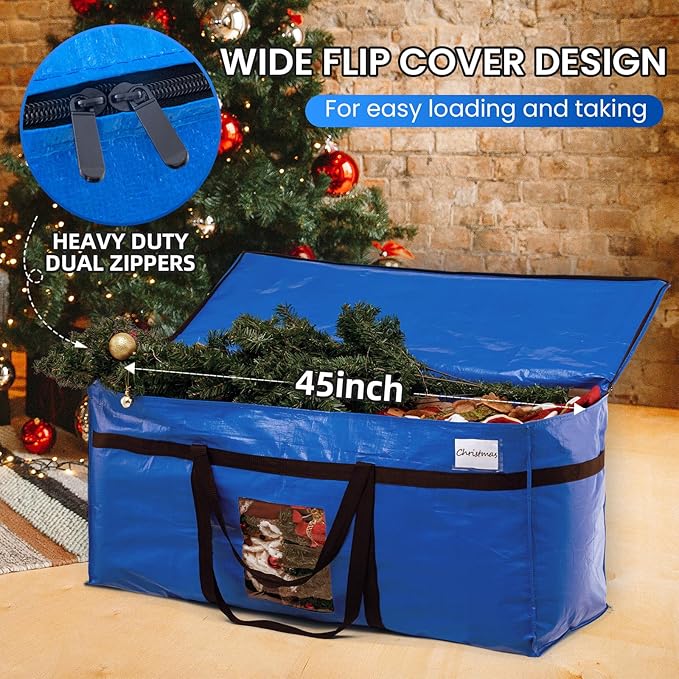 TAILI 69 Gallon Extra Large Storage Bags, XXL Blue Heavy Duty Moving Bags For Storage with Visible Window, Wrap Around Handles, Totes for Space Saving, Alternative to Moving Boxes
