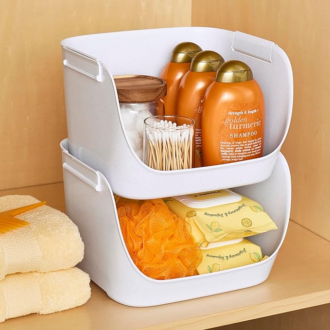 YouCopia ShelfBin Stacking Pantry Bins, 2-Pack, Stackable Storage Basket Organizers for Kitchen and Cabinet Organization