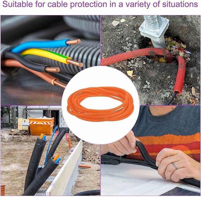 DMiotech 50ft Wire Loom Split Tubing 3/4 Inch(19.1mm) ID, Cord Protectors from Pet Flexible Conduit Cable Management for Office Home Garden, Orange
