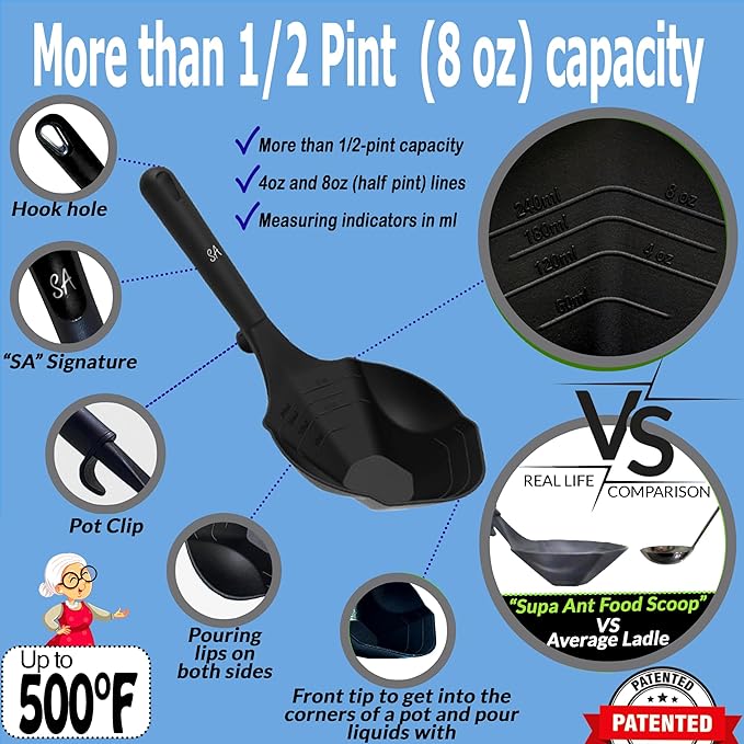 Supa Ant Complete Canning Supplies Starter Kit – 10pc Food-Grade Steel Set with XL Ladle, 6 Measuring Cups, Jar Lifter, Funnel, Canning Rack (7-Jar Capacity) & 90 Labels – Beginner-Friendly, Black