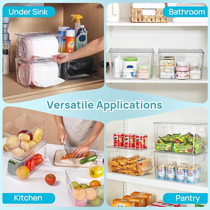 Vtopmart 1 Pack Clear Trash Bag Holder, Stackable Garbage Bag Dispenser | Trash Bag Organizer for 13/30/33 Gallon Bags, Clear Organizer Bins for Under Kitchen Sink, Laundry Room Organization