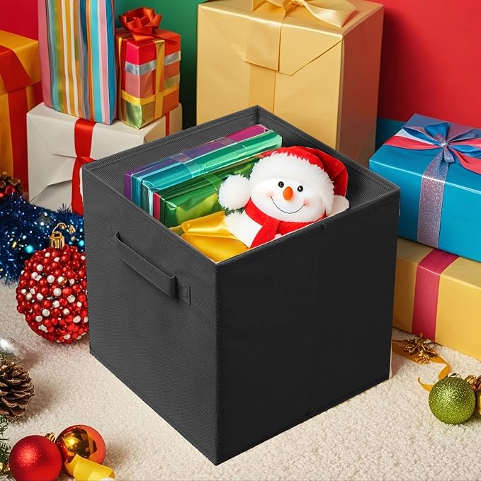 ShellKingdom Storage Bins, Foldable Fabric Storage Cube And Cloth Organizer | Storage Drawer For Closet And Toys, 13 X 13 X 13 INCH, 2 Pack (Black)