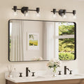 TETOTE 55 x 30 Inch Bathroom Mirror, Matte Black Modern Metal Frame Rectangle Modern Farmhouse Wall Mounted Vanity Mirror (Horizontal/Vertical)