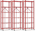 ALANNG 73.6 Inch Folding Bookshelf, 6 Tier Metal Bookcase and Bookshelves | Tall Shelves for Living Room Office Bedroom, Heavy Duty Book Shelve Free Standing Open (Red, 3PACK)