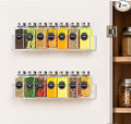 Wall Mounted Acrylic Spice Rack 2 Pack, 12 Inch Clear Pantry Door Organizer, Floating Spice Organizer, Adhesive or Screw Mounted Cabinet Seasoning Shelf