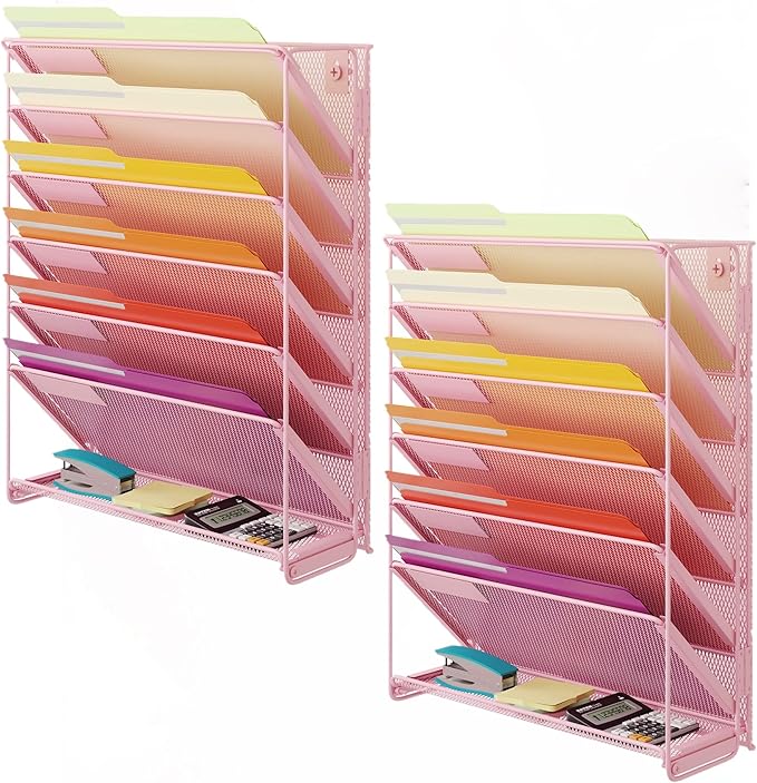 Kuntine.B Wall File Organizer Office Hanging Magazine Holder Wall File Organizer for Office Home