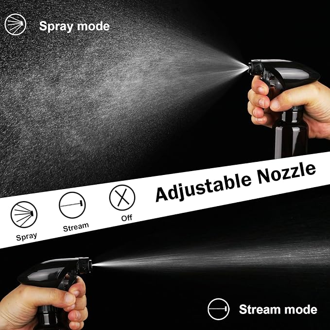 Spray Bottles 4oz/120ml Plastic Small, Clear, 2 Pack | Mist/Stream Spraying, Heavy Duty, For Hair, For Cleaning Solutions, For Plants