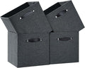 Cube Storage Bins | 13"x15"x13", Graphite Gray, 4 Pack | Multi-Size | 2X Thick Support Board | Vegan Leather Handles | 7.7 oz/yd² Fabric | Drawer Insert Basket Fits KALLAX
