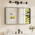 TETOTE Black Framed Bathroom Mirror, 40 x 24 Inch Matte Metal Frame Vanity Mirror, Modern Farmhouse Wall Mounted Rectangle Mirror (Horizontal/Vertical)