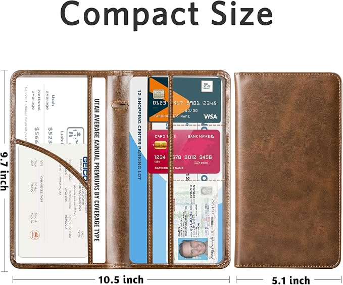 CoBak Car Registration and Insurance Holder | Vehicle Glove Box Organizer, Auto Truck Compartment Document Case with Magnetic Closure for Insurance & Driver License