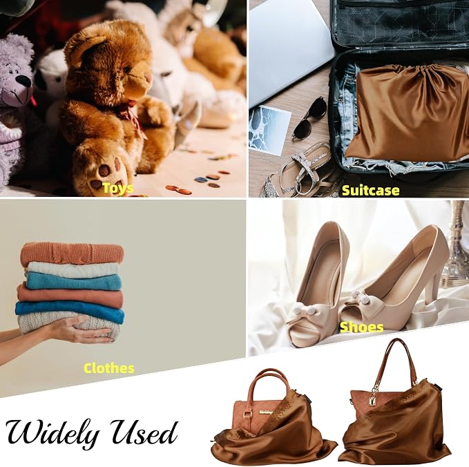 12 Pack Dust Bags for Handbags, Silk Cloth Bag With Drawstring Large Travel Storage Pouch for Handbag Purse Shoes Boots