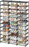 Ekisemio Shoe Rack Large Capacity 72 Pairs Tall Shoe Shelf, 3 Row 12 Tiers Sturdy Metal Shoe Organizer for Entryway, Closet, Bedroom, Black