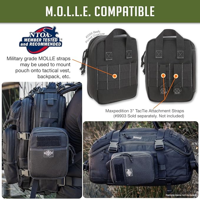 MAXPEDITION Beefy Pocket Organizer, Compact, MOLLE-Compatible, 1000D Nylon Tactical Pouch, Everyday Carry Tool and Gear Storage for Outdoor, Tactical, Survival, 0266