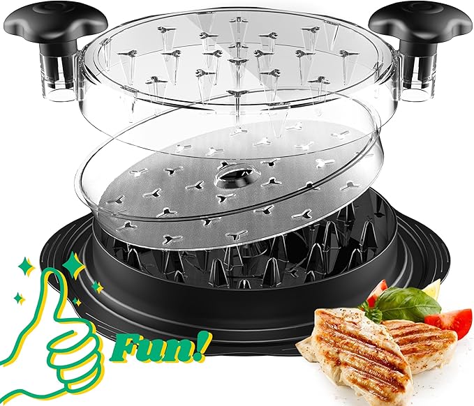 Chicken Shredder with Removable Plate - Manual Meat Shredder Tool with Transparent Lid & Cleaning Brush, Dishwasher Safe Kitchen Gadget for Shredding Chicken, Pork, Beef, Pulled Pork(Black)