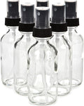 Vivaplex, 6, Clear, 2 oz Glass Bottles, with Black Fine Mist Sprayers
