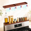Magnetic Stove Top Shelf 30 Inch – Walnut Finish Over the Stove Shelf for Flat Top Stoves, Bamboo Wooden Stove Shelf, Strong Magnetic Spice Rack Organizer, No Drilling