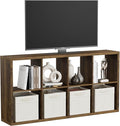 8 Cube Storage Organizer, Cube Shelf with Heavy-Duty Thick Boards, 25.12" L x 9.37" W x 48.74" H, Smooth Easy-Clean Panels, Simple Assembly, for Living Room Bedroom Office, Brown
