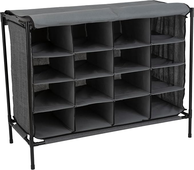 Simplify Shoe Cubby, 16 Compartment, Grey (23200-GREY)
