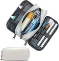 Della Gao Large Pencil Case, Big Capacity Pencil Pouch with 3 Compartments, Office Pencil Bag with Zipper, Big Pen Case for Adults (01-3Beige)