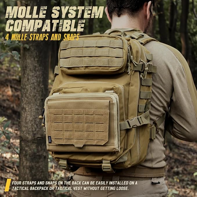 WYNEX Tactical Molle Admin Pouch, Laser-Cut, EDC Organizer Tool Pouch | Utility Organizer EDC Medical Bag, EDC Pocket Modular Pouch, Tactical Accessories EDC Pouch, Include U.S Patch