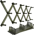 SKOLOO Hat Rack for Wall with 14 Hooks, Pack of 2, Solid Wooden, Modern, Expandable Coat Rack Wall Mount for Coats, Hats, Bags, Baseball Caps, Dark Walnut Color
